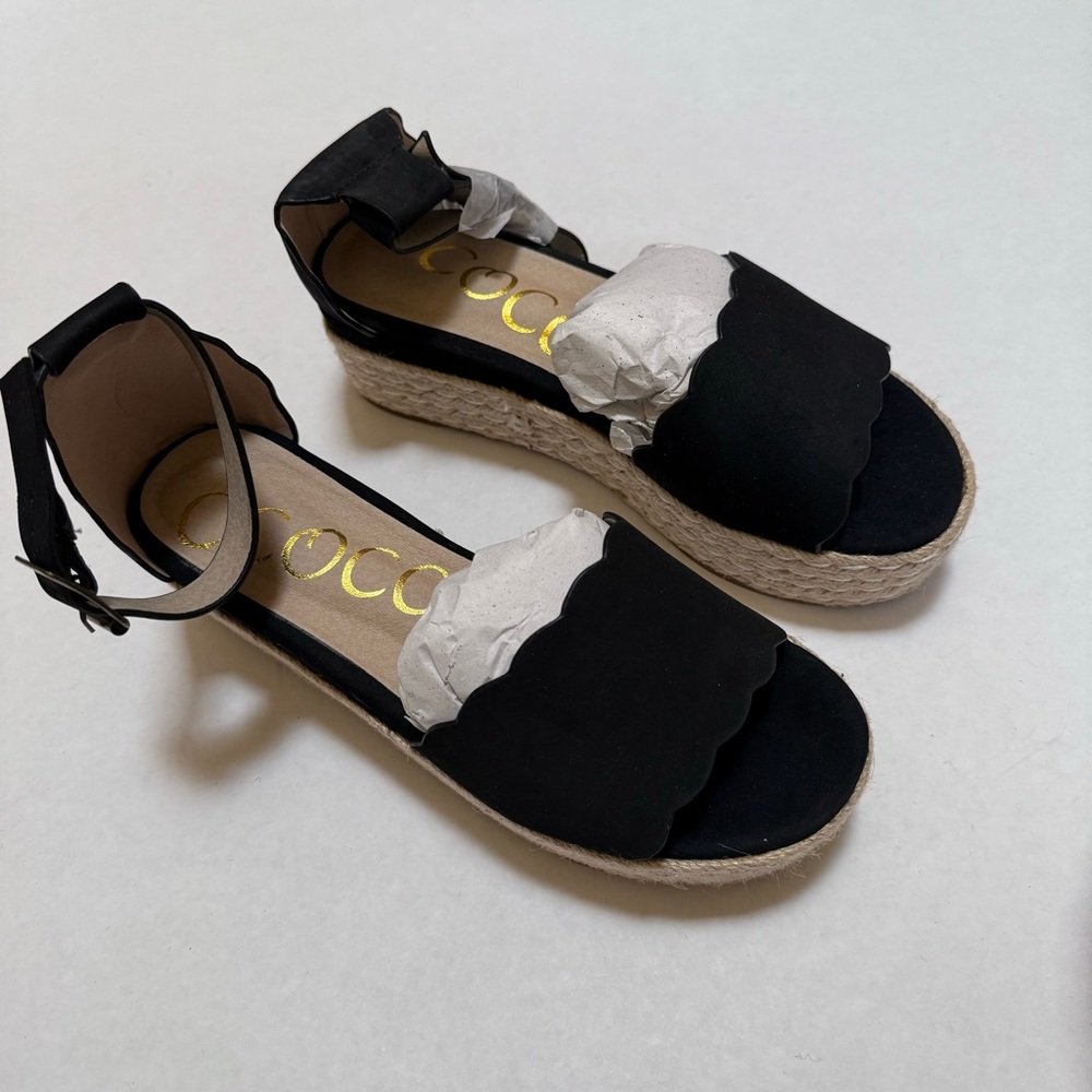 CCOCCI Makenzie Evelyn Black Espadrille Sandals size 6.5 New